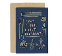 Old English Co. Birthday Card - A6 Ahoy There | Perfect for Friends or Family Members | Happy & Funny Adult Occasion Cards | Suitable for Men & Women | Blank Inside & Envelope Included