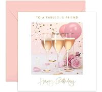 Old English Co. Birthday Card for Female Friend - Fabulous Champagne Birthday Card for Friend - Colleague, Workmate, Friend Birthday Gift - Stylish Birthday Cards for Women | Blank Inside Envelope