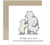 Old English Co. Birthday Card for Grandma - Cute Bear Heartfelt Sentimental Gift for Grandma - Fingers May Be Small But I Can Still Wrap Them Around Grandma Card | Blank Inside with Envelope