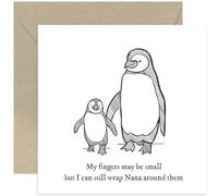 Old English Co. Birthday Card for Nana - Cute penguin Heartfelt Sentimental Gift for Nana - Fingers May Be Small But I Can Still Wrap Them Around Nana Card | Blank Inside with Envelope