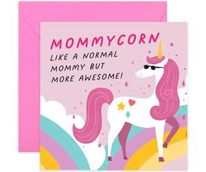 Old English Co. Birthday Cards for Mommy - Fun Mommycorn Card - Birthday Card from Son, Daughter, Stepchild - Mother's Day Card from Young Child - Unicorn Birthday Card Gift | Blank Inside
