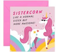 Old English Co. Birthday Cards for Sister - Fun Sistercorn Card - Birthday Card from Brother or Step Sister - Happy Birthday Sister - Unicorn Birthday Card Gift | Blank Inside
