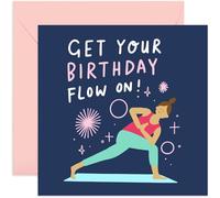 Old English Co. Birthday Yoga Flow Birthday Card for Him or Her - Yogi Birthday Greeting Card for Women or Men - Cute Yoga Happy Birthday Card for Friend Family | Blank Inside with Envelope