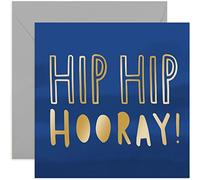 Old English Co.Bold Hip Hip Hooray Birthday Card - Blue Birthday Wishes Card For Man | For Dad, Brother, Son, Boyfriend | Blank Inside & Envelope Included