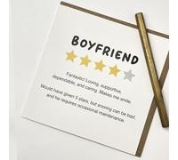 Old English Co. Boyfriend Birthday Card - 'Boyfriend Review' Anniversary Card - Thank You Card for Him - Funny Birthday Cards for Partner - Valentines Cards Gift from Girlfriend | Blank Inside