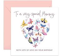 Old English Co. Butterfly Hearts Special Mommy Birthday Card - 25th, 30th, 35th, 40th Mother Adult Female Birthday Card for Her | Birthday Cards For Women | Blank Inside & Envelope Included