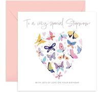 Old English Co. Butterfly Hearts Special Stepmum Birthday Card - 40th, 50th, 60th, 70th, 80th Stepmother Adult Female Birthday Card for Her | Birthday Cards For Women | Blank Inside