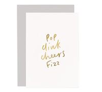 Old English Co. Cheers Card - Single White & Gold Foiled Blank Pop Clink Fizz Cheers Card | Celebration Cards for Mum, Sister, Wife & Friends | Fun Occasion Gifts