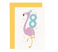 Old English Co. Child's 8th Birthday Card - A6, Birthday Flamingo | Happy & Funny Kids Occasion Cards | Suitable for 8 Year Old Boys & Girls | Blank Inside & Envelope Included