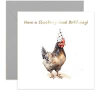 Old English Co. Clucking Good Birthday Card for Her - Funny Hen Party Hat Birthday Card for Mum, Dad, Daughter, Son - Gold Foil Birthday Card for Women and Men | Blank Inside with Envelope