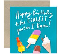 Old English Co. Coolest Person I know Fun Birthday Card - Ice Cream Greeting Card for Him or Her | Colourful Design for Sister, Brother, Mum, Dad, Son, Daughter | Blank Inside & Envelope Included
