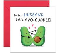 Old English Co. Cute Anniversary Card for Husband - 'Let's Avo-cuddle' Funny Avocado Birthday Card for Him - Valentine's Day Love Card for Husband | Blank Inside Envelope