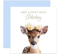 Old English Co. Cute Baby Deer Birthday Card for Her - Fun Deer Fawn Happy Birthday Greeting Card for Women - Cute Animal Birthday Cards for Sister, Mum, Daughter | Blank Inside with Envelope…