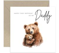 Old English Co. Cute Birthday Card for Daddy - Bear 1st Birthday As My Daddy Card - First Birthday As Parents Card - New Daddy Card from Baby | Blank Inside Envelope