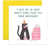 Old English Co. Cute Birthday Card for Him Her - '9 out of 10 Cats' Cheeky Rude Birthday Card for Men Women - Funny Cat Birthday Card for Cat Owners | Blank Inside Envelope