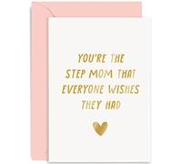 Old English Co. Cute Birthday Card for Step Mom - 'You're The Step Mom Everyone Wishes They Had' Heartfelt Birthday Card - From Step Children - Mother's Day Card | Blank Inside with Envelope