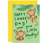 Old English Co. Cute Father's Day Card from Young Children - From Your Little Monkeys Card for Daddy from Son, Daughter, Twins - 1st Father's Day Card - New Dad Card | Blank Inside with Envelope