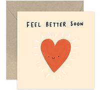 Old English Co. Cute Heart Feel Better Soon Greeting Card for Friends and Family - Get Well Soon Card for Him or Her - Unwell, Operation, Accident | Blank Inside with Envelope