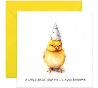 Old English Co. Cute Little Birdie Birthday Card - 'A Little Birdie Told Me It's Your Birthday' Fun Birthday Card for Him or her - Chick Birthday Card for Men and Women | Blank Inside Envelope