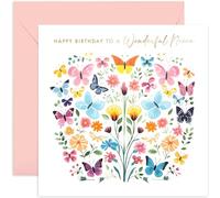 Old English Co. Cute Niece Birthday Card - 'Happy Birthday Wonderful Niece' Butterfly Card - Sweet Niece in Law Birthday Card - Fun Birthday Cards for Niece - Birthday Cards for Women