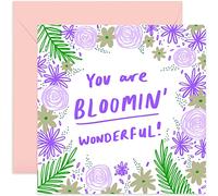 Old English Co. Cute Thank You Card for Friend - Neon Floral 'You Are Bloomin Wonderful' Greeting Card - Fun Friendship Card Thank You For Support and Help | Blank Inside with Envelope
