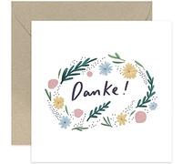 Old English Co. Cute Thank You Card for Him or Her - Flower Colurful Grateful Card for Friends and Family - Danke Greeting Card | Blank Inside with Envelope