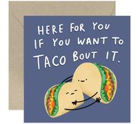 Old English Co. Cute Thinking About You Card for Friends and Family - 'Taco About It' Food Pun Sympathy Card for Him or Her - For Brother, Sister, Son, Daughter, Best Friend | Blank Inside