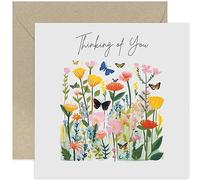 Old English Co. Cute Thinking of You Card - Floral Meadow with Butterflies Painting - Sympathy, Condolences, Bereavement Card for Friends and Family | Blank Inside with Envelope