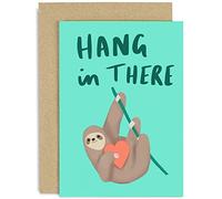 Old English Co. Cute Thinking Of You Card - 'Hang In There' Sloth Greeting Card for Friends Family - Sorry Card, Feel Better, Bad News, Get Well, Operation | Blank Inside with Envelope