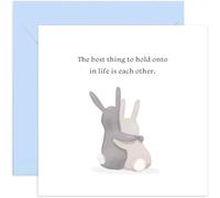Old English Co. Cute Wedding Anniversary Card for Husband or Wife - Hold On To Each Other Rabbit Valentine's Day Friendship Card | Blank Inside with Envelope