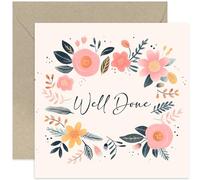 Old English Co. Cute Well Done Card for Her - Cute Graduation Card for Friend - Well Done Gift - Floral Artwork Sweet Congratulations Card for Daughter, Sister, Aunt, Mum | Blank Inside