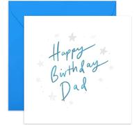Old English Co. Dad Birthday Card for Him - Father Male Birthday Card for Family - Silver Foil Stars Sparkle Card Design - Modern Birthday Card | Blank Inside