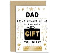 Old English Co. Dad Birthday Cards for Men - Funny Birthday Card for Dad - 'Only Gift You Need' Cute Birthday Gift for Him - Quality Gold Foil Design | Blank Inside