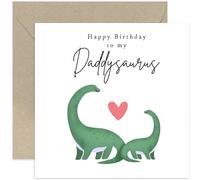 Old English Co. Daddy Birthday Cards from Son or Daughter - Cute 'Daddysaurus' Dinosaur Birthday Card for Him from Young Children - Birthday Card for Him | Blank Inside Envelope