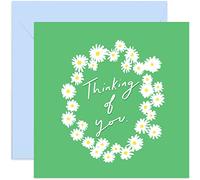 Old English Co. Daisy Thinking of You Card - Green and White Floral Flower Sympathy Card for Him or Her | Get Well, Condolences, Sorry | Blank Inside & Envelope Included