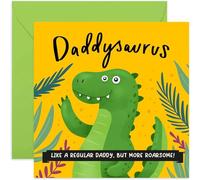 Old English Co. Dinosaur Daddy Happy Birthday Card - Fun Father's Day Greeting Card for Dad | Cute Daddysaurus Card from Children, Son, Daughter | Blank Inside & Envelope Included (Daddy)