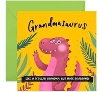 Old English Co. Dinosaur Grandma Happy Birthday Card - Fun Mother's Day Greeting Card for Nan | Cute Daddysaurus Card from Grandchildren | Blank Inside & Envelope Included (Grandma)