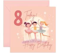 Old English Co. Eighth Birthday Card for Girls - Happy 8th Birthday - Age 8 - Eight Years Old - Cute Ballerina Princess Themed Birthday Card for Daughter, Niece, Granddaughter, Goddaughter