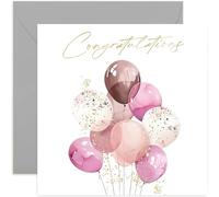 Old English Co. Female Congratulations Card for Daughter - Pink Balloons with Gold Foil Sparkle - Well Done Cards for Women - Graduation Card for Granddaughter - New Job, Exam Results | Blank Inside