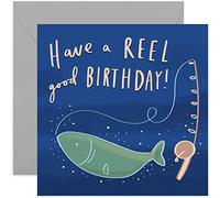 Old English Co. Fishing Birthday Card for Him - Fun Fishing Rod Reel Pun for Men and Women | Humour Joke Birthday Greeting Card for Fisherman | Blank Inside & Envelope Included (Fishing)