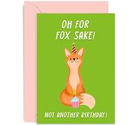 Old English Co. For Fox Sake Funny Birthday Card for Him or Her - Cute Fox Card Design - Joke Birthday Card for Friend | Blank Inside with Envelope