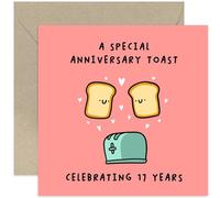 Old English Co. Fun 17th Wedding Anniversary Card for Couple - 'Special Toast' Pun Funny Cards for Him and Her - Anniversary Cards for Husband and Wife - 17th Anniversary Card | Blank Inside