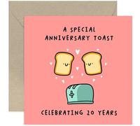 Old English Co. Fun 20th Wedding Anniversary Card for Couple - 'Special Toast' Pun Funny Cards for Him and Her - Anniversary Cards for Husband and Wife - 20th Anniversary Card | Blank Inside