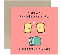 Old English Co. Fun 5th Wedding Anniversary Card - 'Special Toast' Humorous Couple Card - Blank Inside