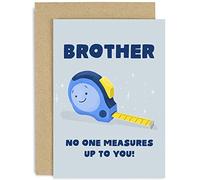 Old English Co. Fun Birthday Card for Brother - 'No One Measures Up To You' DIY Handyman Card for Him - Card for Men - Greeting Card From Sister, Brother, Sibling | Blank Inside with Envelope