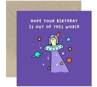 Old English Co. Fun Birthday Card for Child - 'Out of This World' Space Themed Birthday Card for Him or Her 0 Sweet Birthday Card for Young Boy or Girl - 2nd, 3rd, 4th, 5th, 6th | Blank Inside