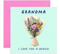 Old English Co. Fun Birthday Card for Grandma - 'Love You a Bunch' Flower Birthday Card for Her - Cute Thank You Card for Women - Colourful Card | Blank Inside with Envelope