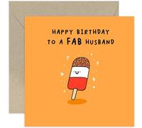 Old English Co. Fun Birthday Card for Husband - Fab Husband Birthday Greeting Card - Cute Birthday Gift for Him - Colourful Birthday Card for Men - Family and Friends | Blank Inside
