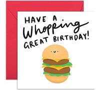 Old English Co. Fun Birthday Card for Man - 'Whopping Great Birthday' Burger Card for Him or Her - Cute Birthday Card for Son, Brother, Dad | Blank Inside Envelope