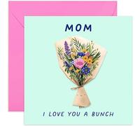 Old English Co. Fun Birthday Card for Mom - 'Love You a Bunch' Flower Birthday Card for Her - Cute Thank You Card for Women - Colourful Card | Blank Inside with Envelope